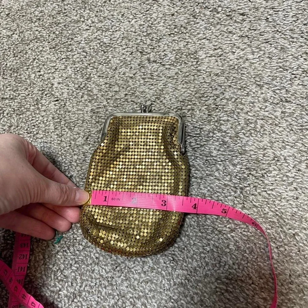 vintage gold sequin mesh coin purse with silver clasp closure